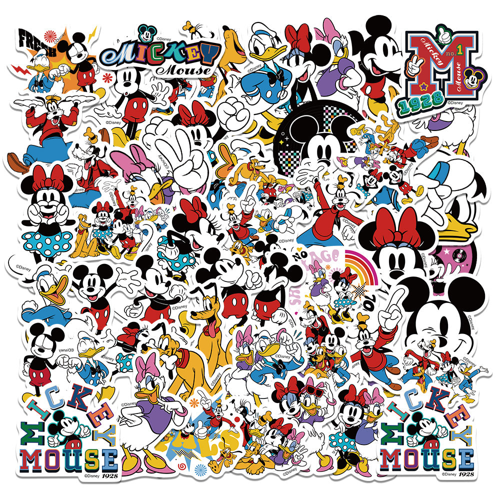 Disney Mickey Minnie Waterproof PVC Stickers Cartoon Collectible Decoration 50PCS Per Pack