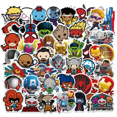 Marvel The Avengers Waterproof PVC Stickers Cartoon Collectible Decoration 50PCS Per Pack