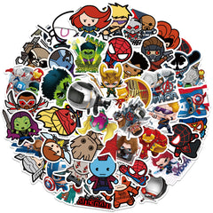 Marvel The Avengers Waterproof PVC Stickers Cartoon Collectible Decoration 50PCS Per Pack