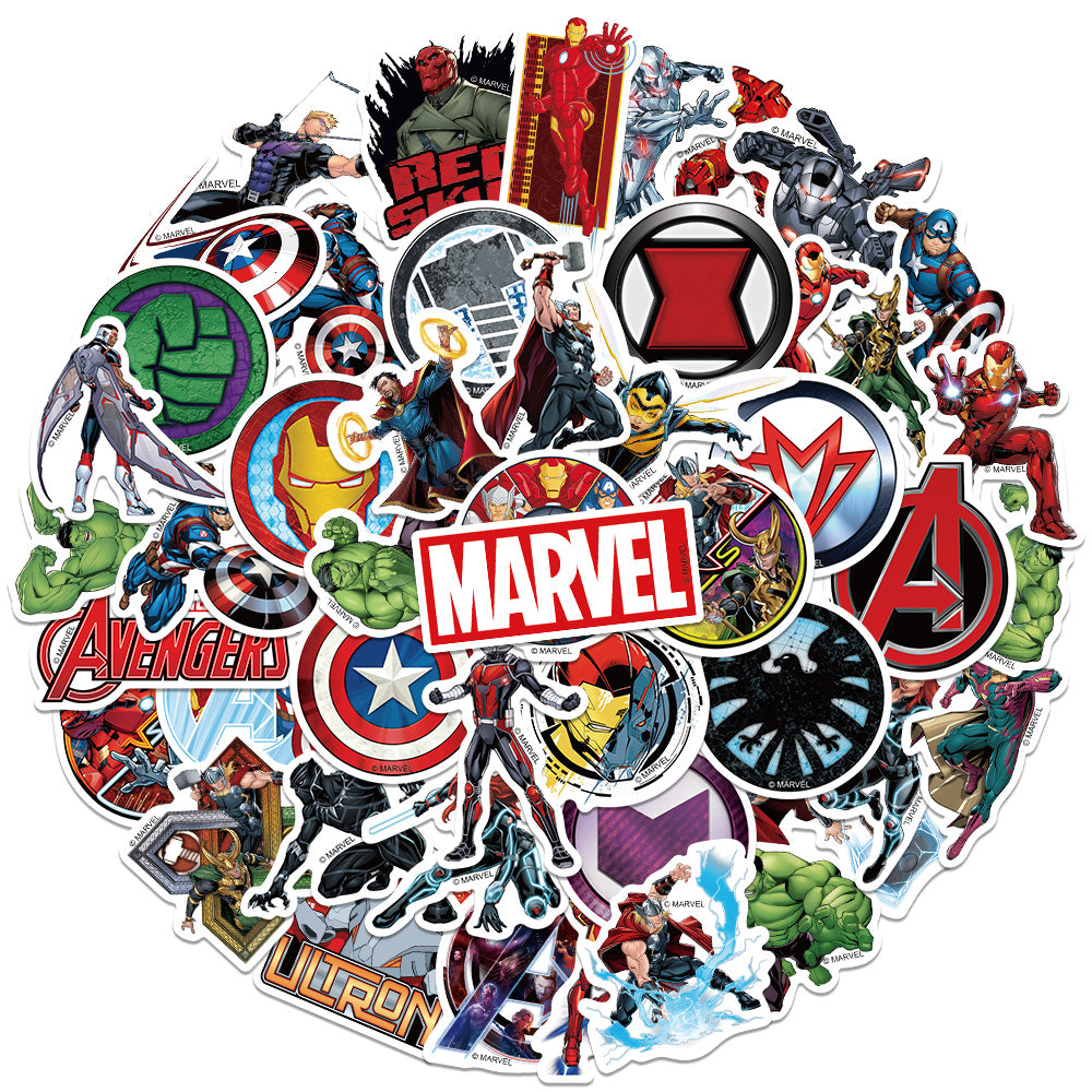 Marvel Waterproof PVC Stickers Cartoon Collectible Decoration 50PCS Per Pack