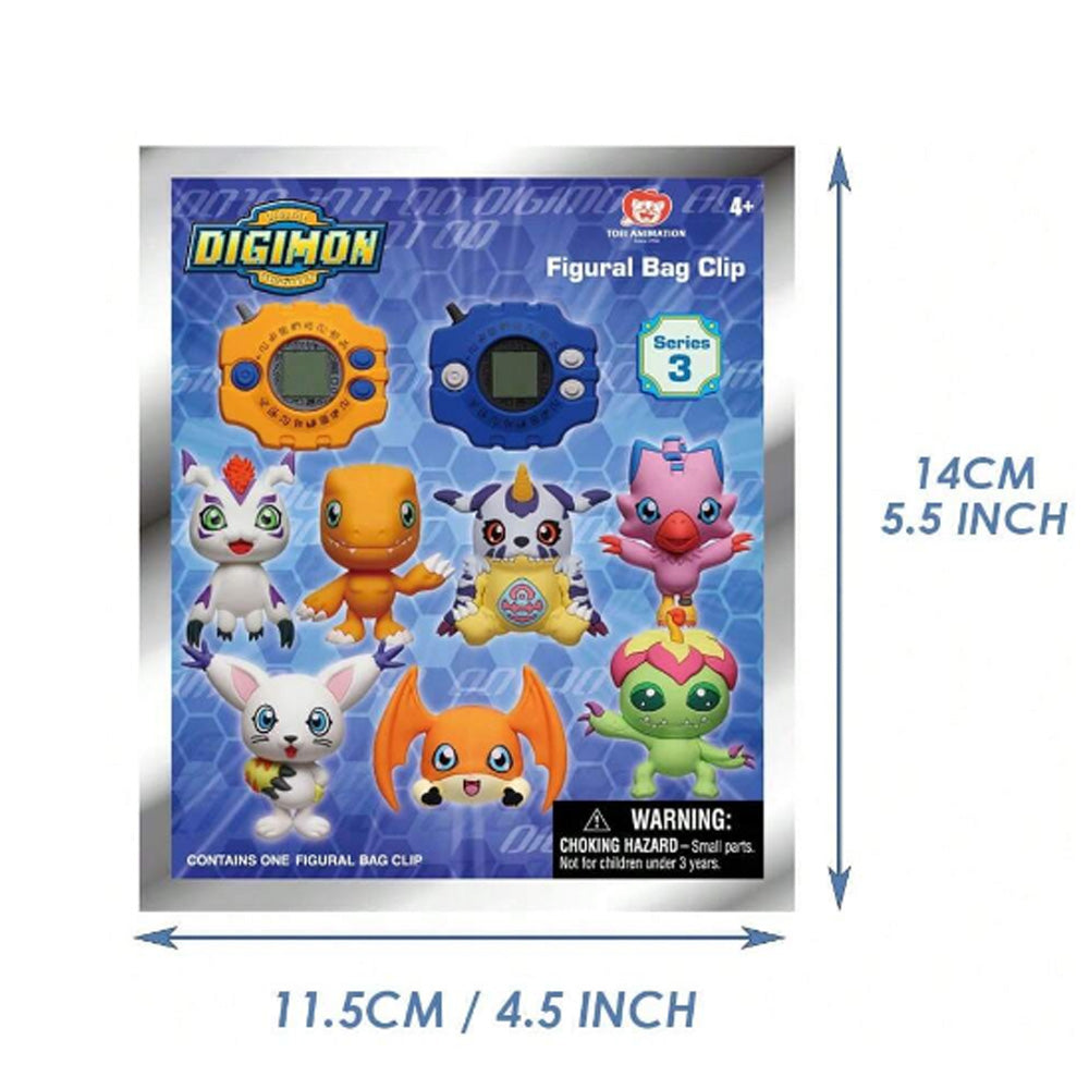 Digimon Series 3 Blind Box 3D Foam Bag Clip Collectible Keychain