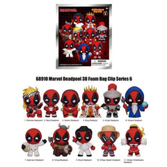 Marvel Deadpool Series 6 Blind Box 3D Foam Bag Clip Collectible Keychain