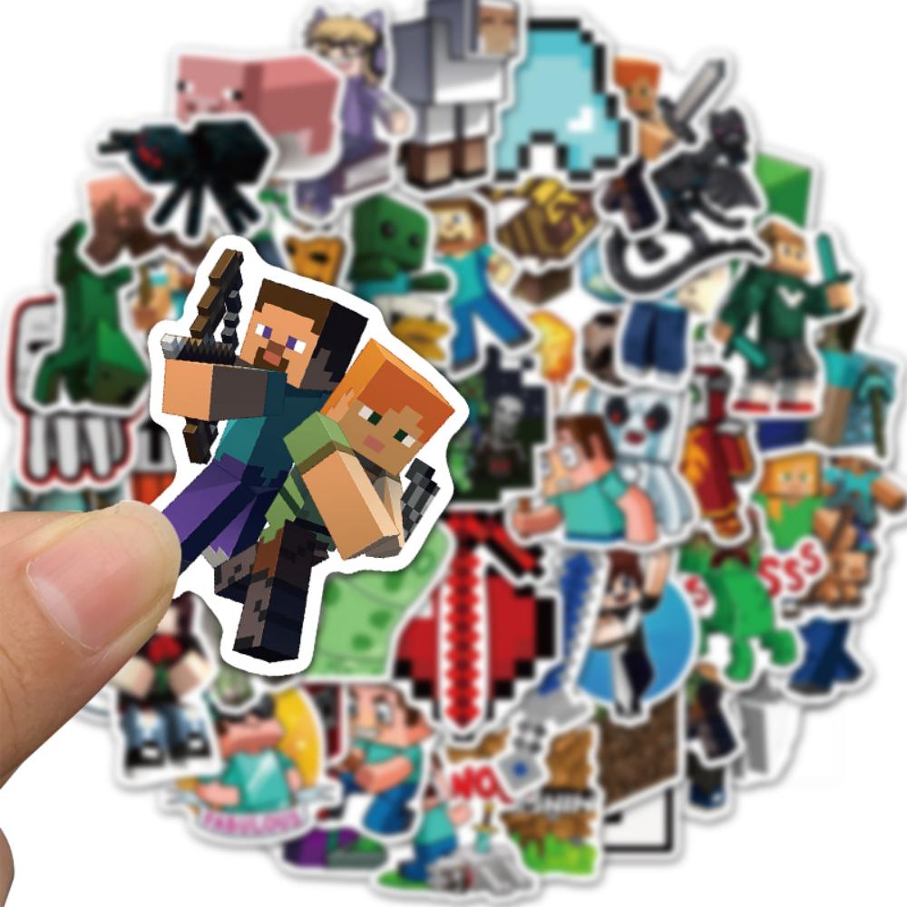 Minecraft PVC Stickers Waterproof Cartoon Collectible Decoration 50PCS Per Pack