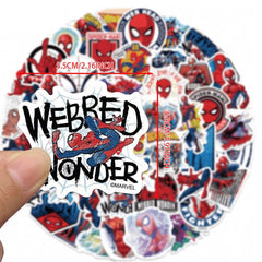 Marvel Spider-Man Waterproof PVC Stickers Cartoon Collectible Decoration 50PCS Per Pack