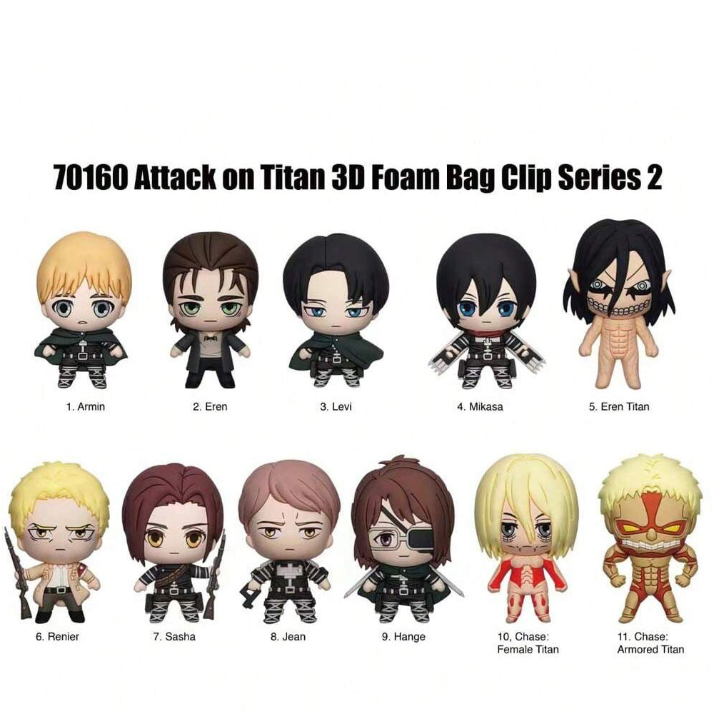 Attack on Titan Series 2 Blind Box 3D Foam Bag Clip Collectible Keychain