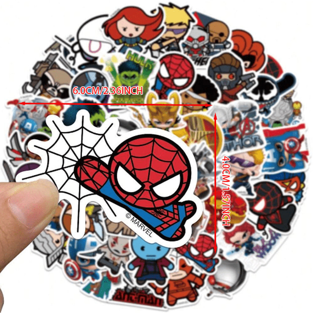 Marvel The Avengers Waterproof PVC Stickers Cartoon Collectible Decoration 50PCS Per Pack