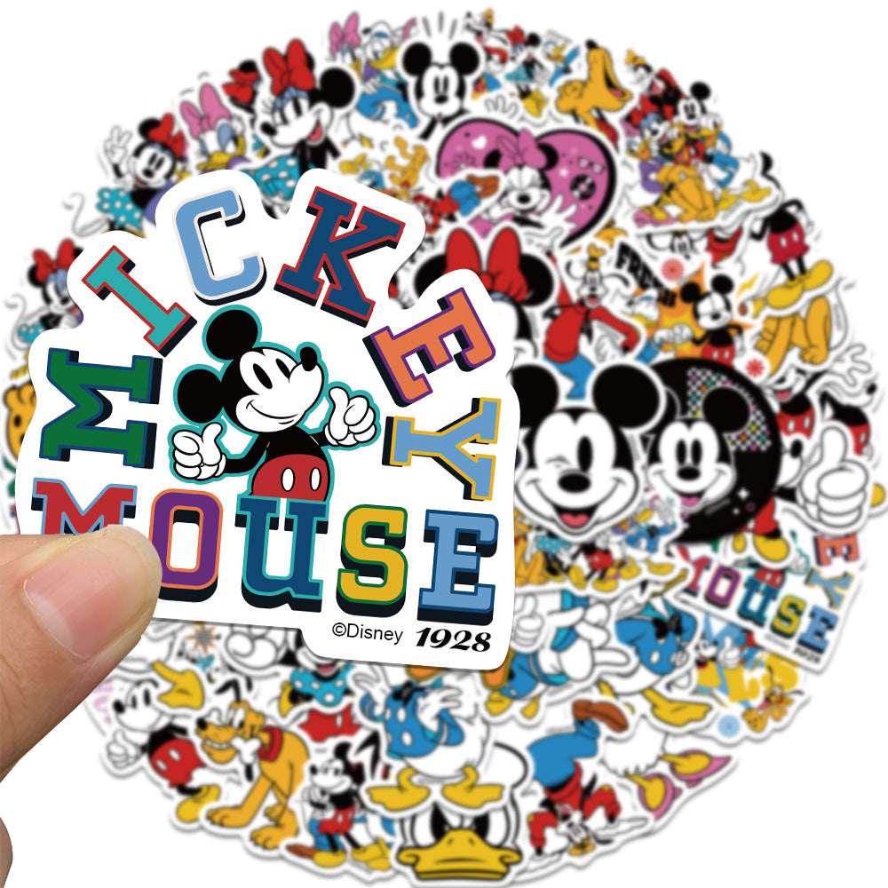 Disney Mickey Minnie Waterproof PVC Stickers Cartoon Collectible Decoration 50PCS Per Pack