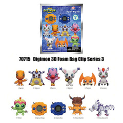 Digimon Series 3 Blind Box 3D Foam Bag Clip Collectible Keychain