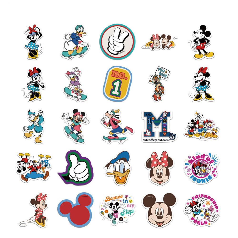 Disney Mickey Mouse Waterproof PVC Stickers Cartoon Collectible Decoration 50PCS Per Pack