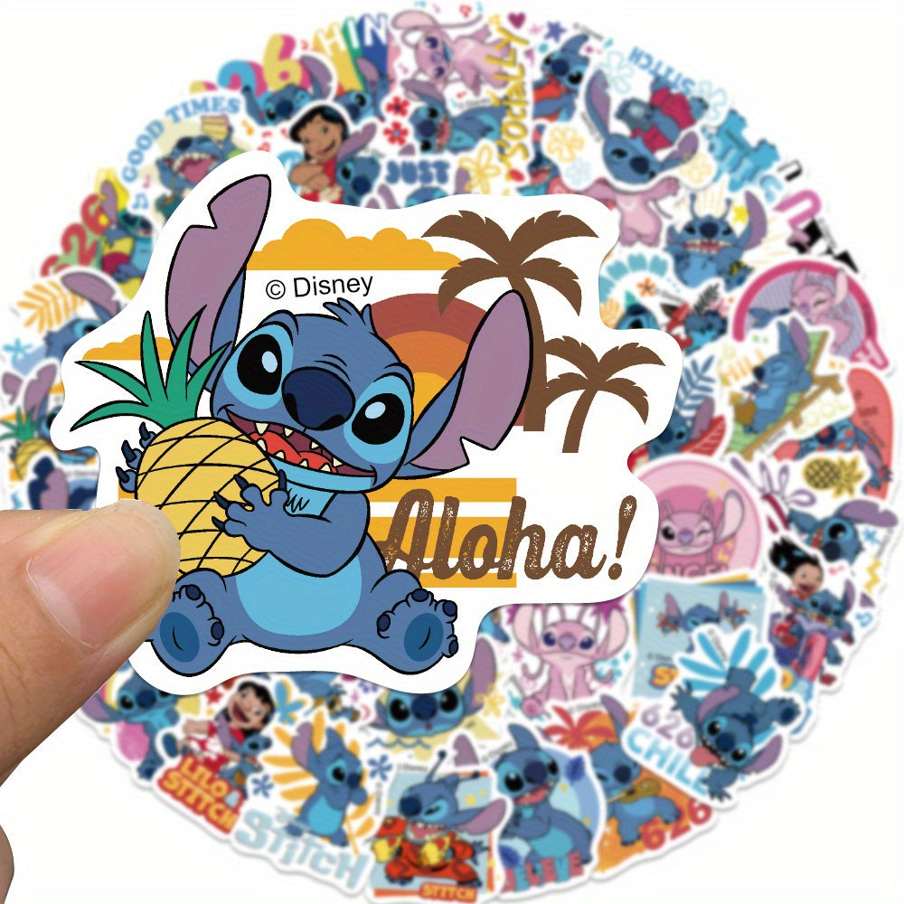 Disney Cute Stitch Waterproof PVC Stickers Cartoon Collectible Decoration 50PCS Per Pack