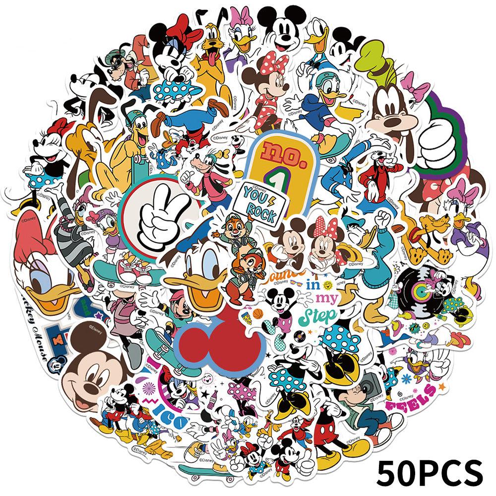 Disney Mickey Mouse Waterproof PVC Stickers Cartoon Collectible Decoration 50PCS Per Pack