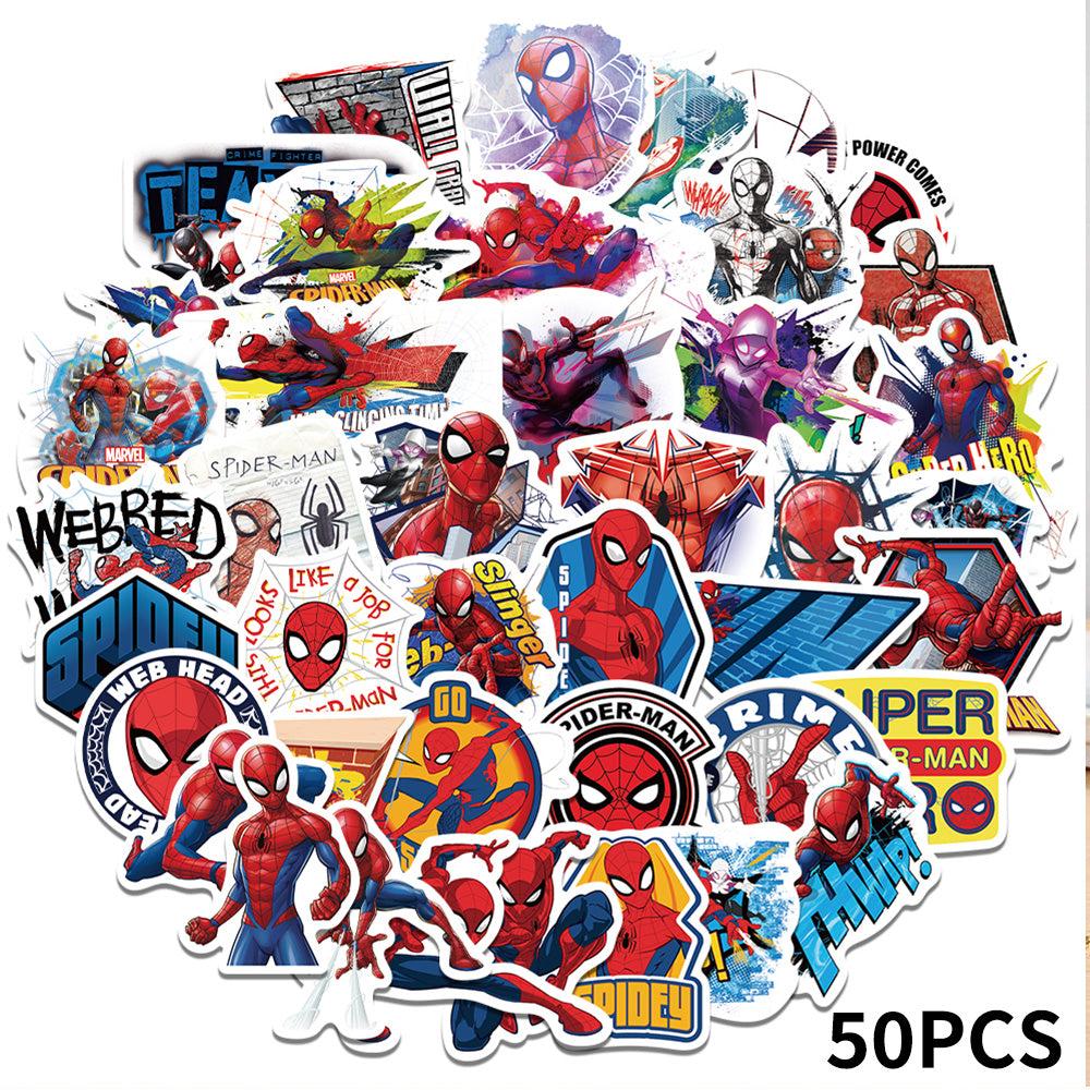 Marvel Spider-Man Waterproof PVC Stickers Cartoon Collectible Decoration 50PCS Per Pack