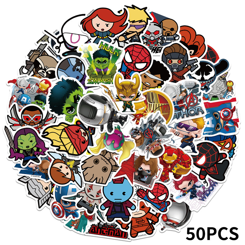 Marvel The Avengers Waterproof PVC Stickers Cartoon Collectible Decoration 50PCS Per Pack