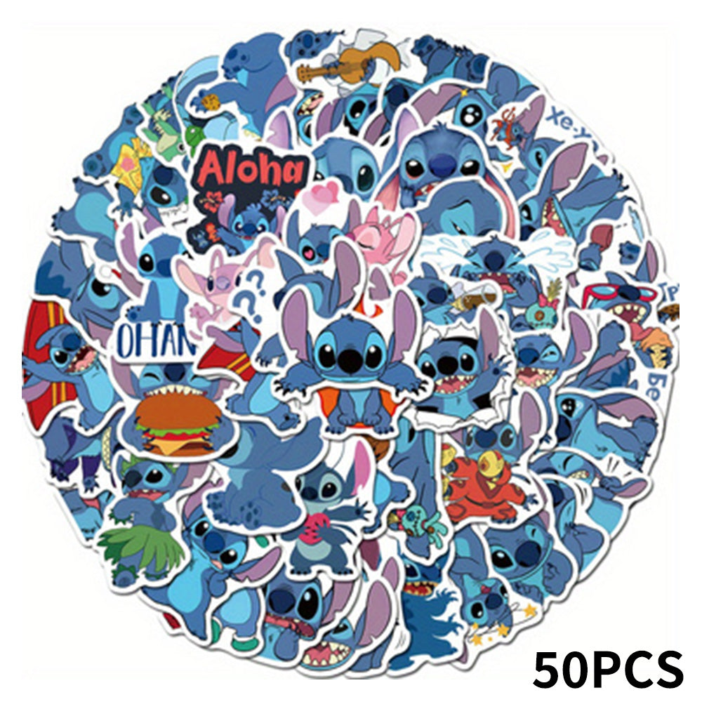 Disney Stitch Waterproof PVC Stickers Cartoon Collectible Decoration 50PCS Per Pack