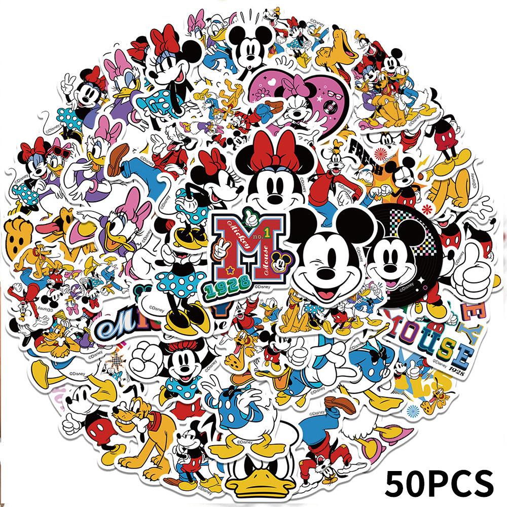 Disney Mickey Minnie Waterproof PVC Stickers Cartoon Collectible Decoration 50PCS Per Pack