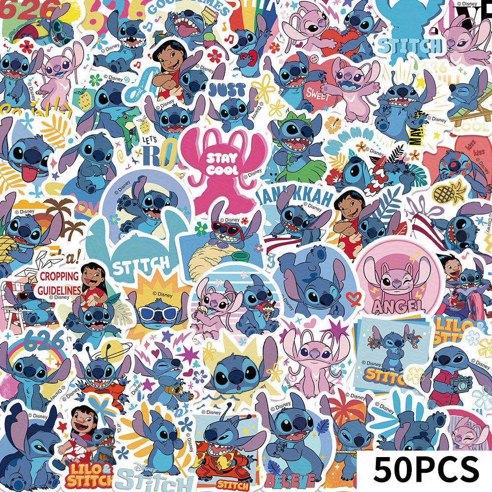 Disney Cute Stitch Waterproof PVC Stickers Cartoon Collectible Decoration 50PCS Per Pack