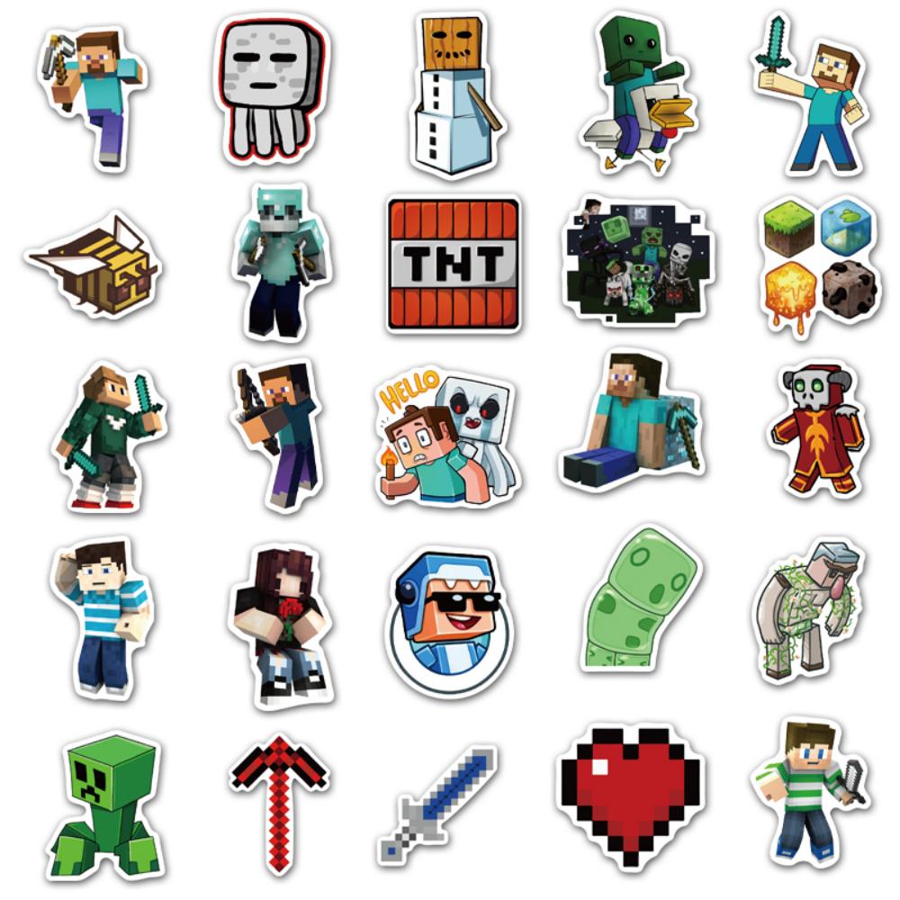 Minecraft PVC Stickers Waterproof Cartoon Collectible Decoration 50PCS Per Pack