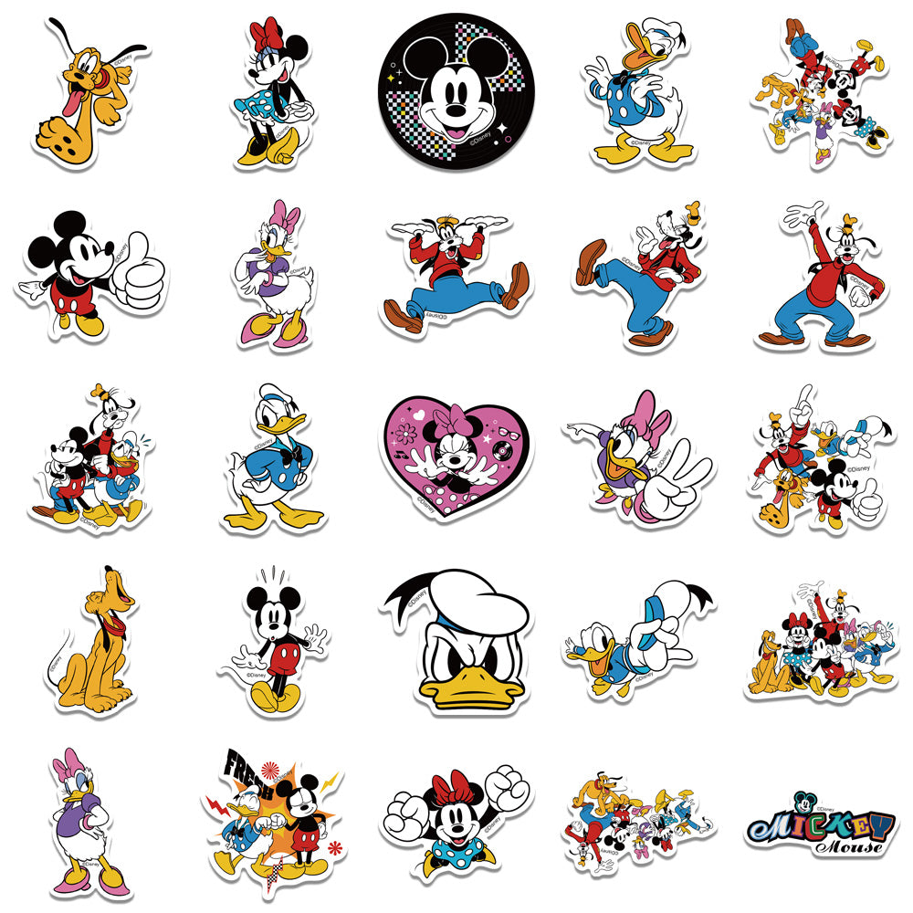 Disney Mickey Minnie Waterproof PVC Stickers Cartoon Collectible Decoration 50PCS Per Pack