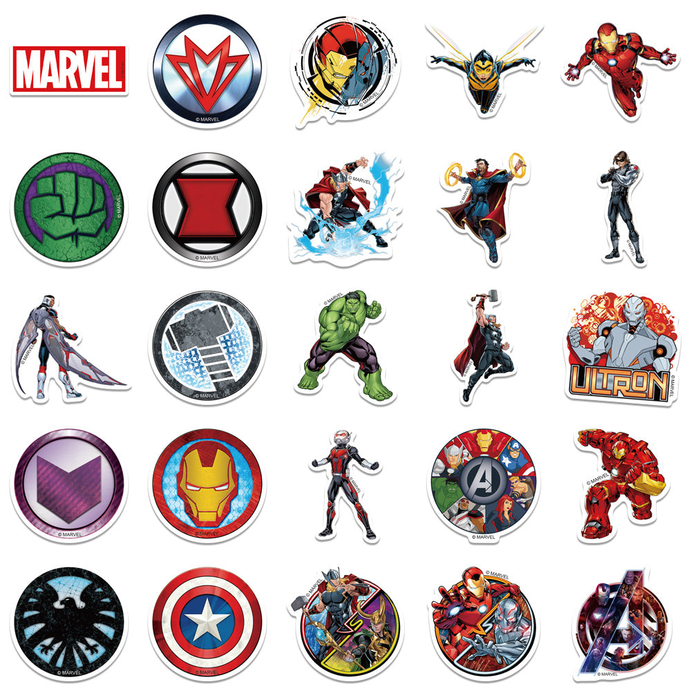 Marvel Waterproof PVC Stickers Cartoon Collectible Decoration 50PCS Per Pack