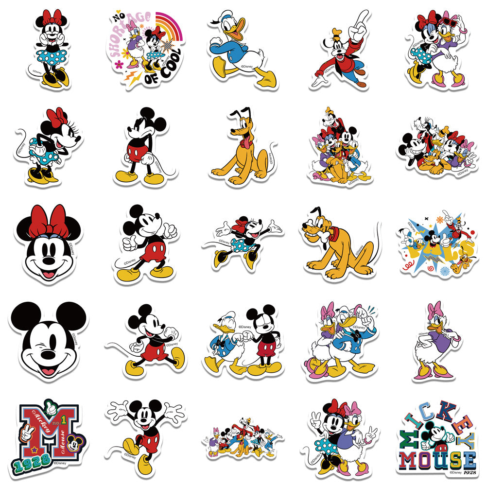 Disney Mickey Minnie Waterproof PVC Stickers Cartoon Collectible Decoration 50PCS Per Pack