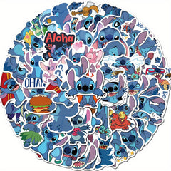 Disney Stitch Waterproof PVC Stickers Cartoon Collectible Decoration 50PCS Per Pack