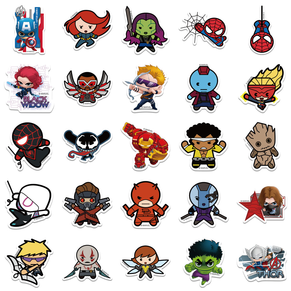 Marvel The Avengers Waterproof PVC Stickers Cartoon Collectible Decoration 50PCS Per Pack