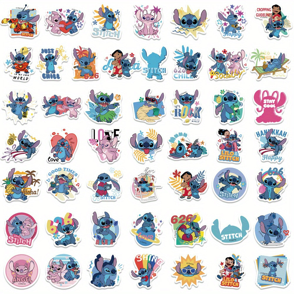 Disney Cute Stitch Waterproof PVC Stickers Cartoon Collectible Decoration 50PCS Per Pack