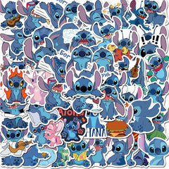 Disney Stitch Waterproof PVC Stickers Cartoon Collectible Decoration 50PCS Per Pack