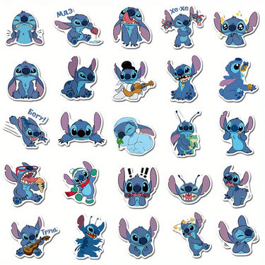 Disney Stitch Waterproof PVC Stickers Cartoon Collectible Decoration 50PCS Per Pack